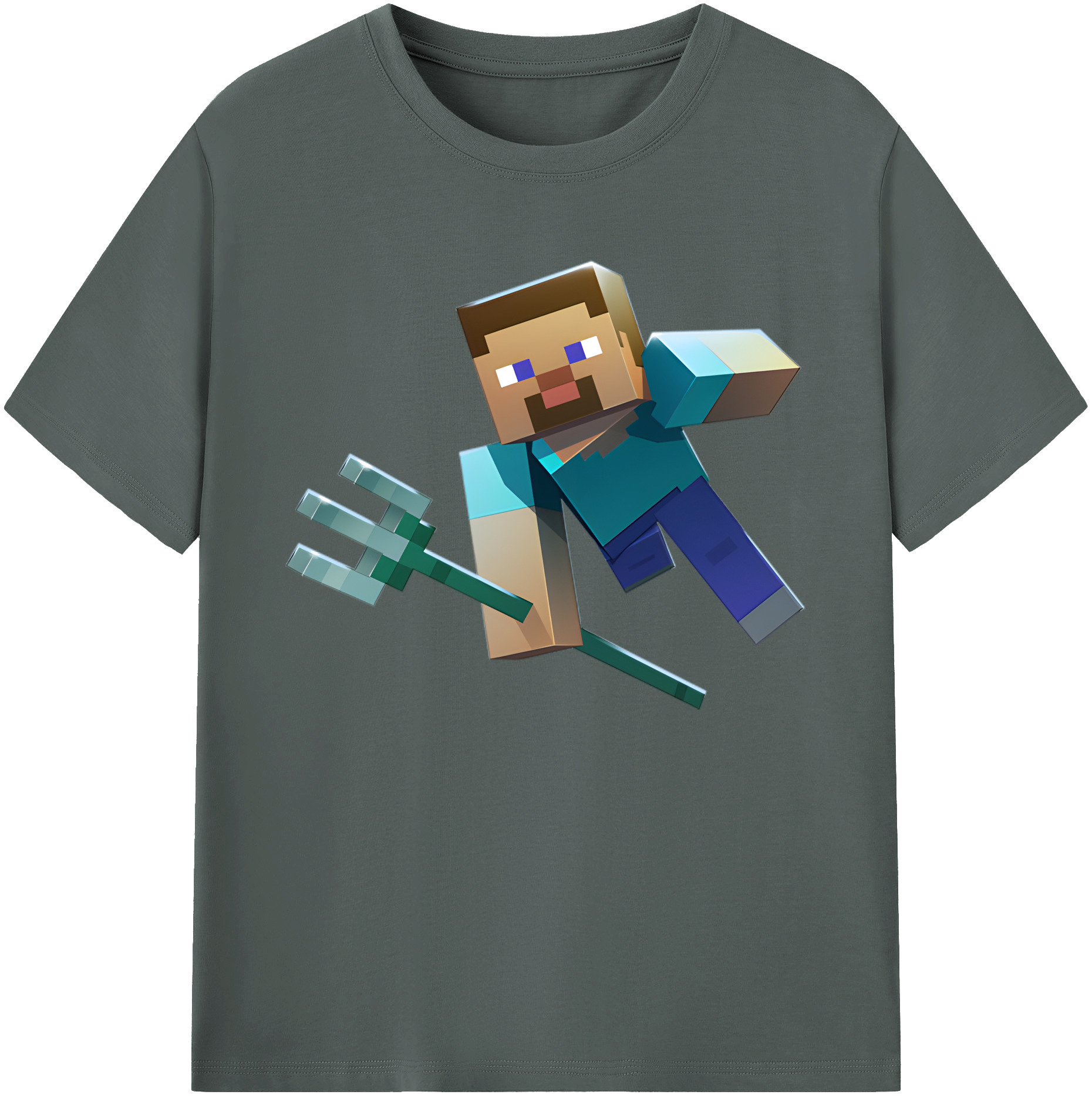 （画像用） マインクラフト ブロックの世界 Minecraft MC Block world 綿100％ メンズ半袖Tシャツ｜肌触りやわらか＆通気性